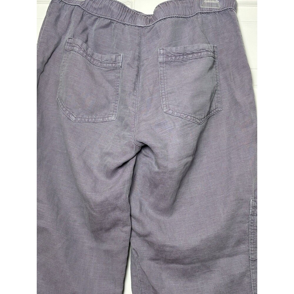 Nicole Miller Cargo Jogger Pants Women’s 30x27 Purple 100% Linen Soft Breathable - Picture 4 of 6